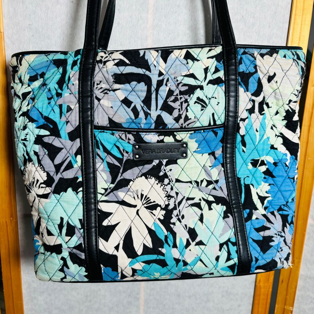 Vera Bradley‎ Tropical Blue Quilted Tote Bag Floral Navy